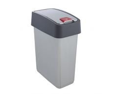 keeeper Premium Abfallbehälter mit Flip-Deckel, Soft Touch, 10 l, Magne, Silber