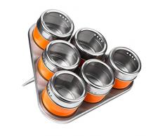 Premier Housewares Tablett magnetisch mit 6 Dosen für Gewürze Arancio