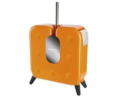 Spirella Cube Design WC Bürste Garnitur mit Rollenhalter und Aufbewahrung für 7 Ersatzrollen Orange