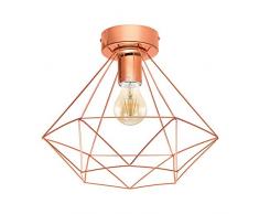 EGLO Deckenlampe Tarbes, 1 flammige Vintage Deckenleuchte im Retro Look, Material: Stahl, Farbe: Kupfer, Fassung: E27