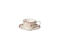 Villeroy & Boch Toys Delight Decoration Teelichthalter Kaffeetasse, Teelichthalter in Kaffeetassenform, Premium Porzellan, weiß, rot, 9,8 x 9,8 x 4 cm