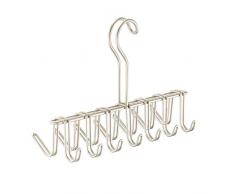 iDesign Classico Krawattenhalter, Bügel aus Metall mit 14 Haken für Gürtel und Krawatten, mattsilberfarben