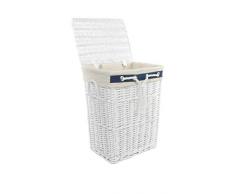 dvier SWWK-39WRt-a Wäschekorb, weide, rechteckig, weiß, Deckel, Bezug, Mass: BxTxH 32x24x47cm
