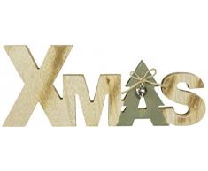 Heitmann Deco Schriftzug XMAS aus Holz - braun/grün - Aufsteller - mit Glöckchen - Weihnachtsdekoration - Tischdeko