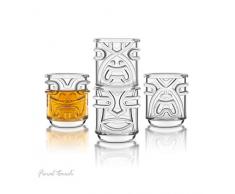 Final Touch TIKI Stapelbar TUMBLERS Glas Cocktailgläser CLEAR Klar 355ml Hawaiian Themed 4 Stück - TK5303