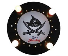 Elobra Kinderzimmerlampe Captn Sharky mit Säbeln, Deckenleuchte, Holz, schwarz, 130056