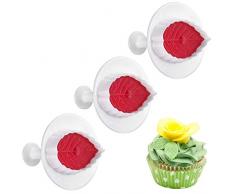 Westmark Ausstechformen-Set mit Auswerfer, 3-tlg., Rosenblätter, Länge: 2,6/3,3/4,2 cm, Kunststoff, Rot/Weiß, 30402280