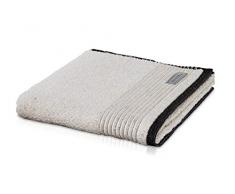 möve Eden Saunatuch Biesenbordüre 80 x 200 cm aus 80 % Baumwolle / 20 % Leinen, nature / black