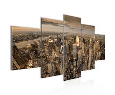 Runa Art Bilder New York City Wandbild 200 x 100 cm Vlies - Leinwand Bild XXL Format Wandbilder Wohnzimmer Wohnung Deko Kunstdrucke Braun 5 Teilig - Made IN Germany - Fertig zum Aufhängen 600451b