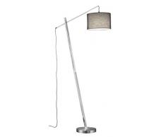 Reality Leuchten Stehleuchte Padme R40361007, Metall Nickel Matt, Stoffschirm Grau, exkl. 4x E27