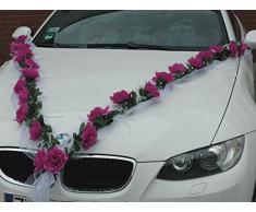ROSEN GIRLANDE Auto Schmuck Braut Paar Rose Deko Dekoration Autoschmuck Hochzeit Car Auto Wedding Deko (Violett / Weiß)
