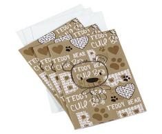 Hama Mini Einsteck Fotoalbum Set Bernd, 3 Einsteckalben mit je 8 Seiten, für Fotos im Format 10 x 15 cm, inkl. 3 Briefumschläge, Motiv Teddy-Bär, 11,5 x 16,5 cm, Babyfotoalbum braun