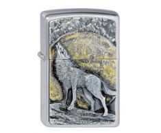 Zippo 200 Wolf at Moonlight Emblem Feuerzeug, Messing