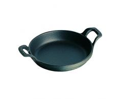 Staub 1302023 stapelbare Auflaufform, rund 20 cm, 0,75 L mit mattschwarzer Emaillierung im Inneren der Auflaufform, schwarz