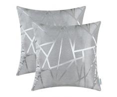 CaliTime Kissenbezüge Kissenhülle Packung mit 2 Dekokissenbezüge Cases für Couch Sofa Home Decor Modern Shining & Dull Contrast Dreiecke Abstrakte Linien Geometrisch 45cm x 45cm Silbergrau