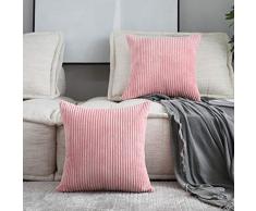 Home Kissenbezug, gestreift, Samt, volle Größe Country Rustic 2 Packs, 22 x 22 O-Baby Pink