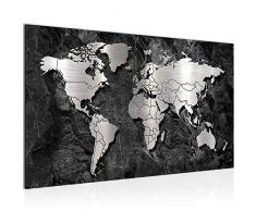 Bild Weltkarte World Map Wandbild Vlies - Leinwand Bilder XXL Format Wandbilder Wohnzimmer Wohnung Deko Kunstdrucke Schwarz Weiß 1 Teilig - MADE IN GERMANY - Fertig zum Aufhängen 107314a