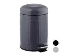 Relaxdays Treteimer 3l, Anti-Rutsch Pedal, Inneneimer mit Henkel, Bad Kosmetikeimer, Tretmülleimer, Edelstahl, grau