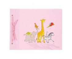 Goldbuch Babyalbum, Happy Animals, 29 x 23 cm, 40 weiße Seiten, 2 Seiten Textvorspann, Mit Kordelbindung, Leinenstruktur, Rosa, 04134