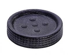 WENKO Seifenablage Polaris Jet, Seifenschale zur Aufbewahrung von Handseife, aus edler Keramik, Ø 11 x 2,8 cm, Anthrazit