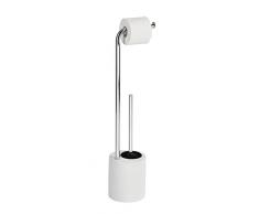 WENKO 22724100 Stand WC-Garnitur Lodi - Toilettenpapierhalter und WC-Bürstenhalter, Stahl, 18 x 74,5 x 15,5 cm, chrom