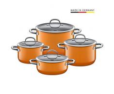 Silit Passion Orange Topfset 4-teilig, Töpfe mit Glasdeckel, Silargan Funktionskeramik, Induktionstöpfe, Topf Induktion, orange