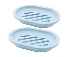 TOPSKY 2er Pack Seifenschale mit Ablauf, Seifenhalter, Seife Saver, einfache Reinigung, trocken, Stop pfeffern Seife