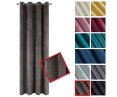 Eurofirany Samt Vorhang Velvet Braun Einfarbig Glatt 8 Ösen 1 Stk. Flauschig Weich Modern Edel Klassisch Wohnzimmer Schlafzimmer Lounge, 140X250 cm