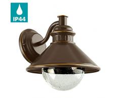 EGLO Außen-Wandlampe Albacete, 1 flammige Außenleuchte, Wandleuchte aus Stahl verzinkt, Glas: klar mit Lufteinschlüssen, Farbe: Braun, kupfer, Fassung: E27, IP44
