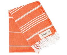Bersuse 100% Baumwolle - Anatolia Türkisches Handtuch Geschirrtuch - Oeko-TEX Zertifiziert - 60 x 110 cm, Dunkelorange