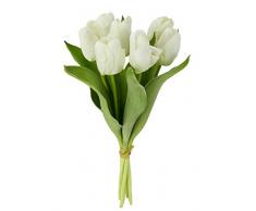 Real-Touch Tulpenbund mit 7 Blüten, 35 cm, Frühjahrsdeko, Frühlingsdeko, Osterdeko, Kunstblumen, Künstliche Blumen, Weiss