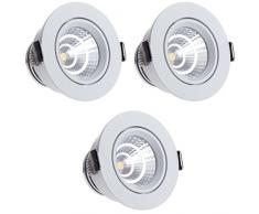 Sensati Kleine exklusive Design LED Einbauleuchte Downlight Spot Set zu 3 Stück, schwenkbar, dimmbar 816 lm, inklusive Treiber, Gehäusefarbe weiß, kaltweiß T105 3 CW W