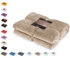 DecoKing 32169 Kuscheldecke 70x150 cm Cappuccino Decke Microfaser Wohndecke Tagesdecke Fleece weich sanft kuschelig skandinavischer Stil beige Henry