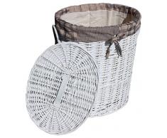 dvier SWWK-11WOval-a Wäschekorb weide weiß oval mit Bezug BxTxH 37x26x48cm, 37x26x7cm