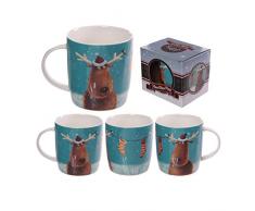 Puckator XMUG06 Weihnachts-Tasse, Motiv: Rentier und Wäscheleine von Jan Pashley, Porzellan, 9 x 12 x 9 cm