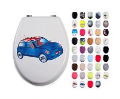 MSV WC Sitz Toilettendeckel MDF Holzkern Mini Scharniere aus Edelstahl - hochwertige und stabile Qualität