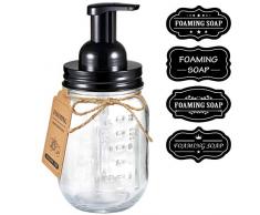 Mason Jar Seifenspender – rostfreier Edelstahldeckel/BPA-freie Pumpe, mit Kreidetafel-Etiketten, rustikaler Landhaus-Deko-Handseifenspender für Badezimmer-Waschtische, Küchenspüle, Arbeitsplatten