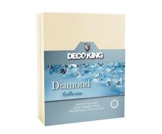 DecoKing Jersey Spannbettlaken 180x200-220x200 cm Creme 100% Baumwolle Wasserbett Boxspringbett Spannbetttuch Bettlaken Betttuch Diamond Collection
