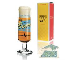 RITZENHOFF Beer Bierglas von Jürgen Esser Design , aus Kristallglas, 300 ml, mit fünf Bierdeckeln