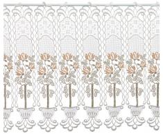 Plauener Spitze by Modespitze, Store Bistro Gardine Scheibengardine mit Stangendurchzug, hochwertige Stickerei, Höhe 50 cm, Breite 96 cm, Creme/Beige/Lachs