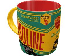 Nostalgic Art 43011 Retro Kaffee-Becher Gasoline, Große Tasse mit tollem Biker-Motiv, Geschenk-Idee für Biker & Vintage-Liebhaber, 330 ml