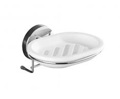 WENKO Vacuum-Loc Wand Seifenablage Milazzo, Seifenschale ohne bohren für Bad und Küche, verchromtes Metall mit Kunststoffeinsatz in Weiß, 13 x 6 x 12 cm