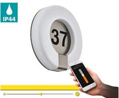 EGLO connect LED Außen-Wandlampe Marchesa-C, Smart Home Außenleuchte, Wandleuchte aus Edelstahl und Kunststoff, silber, weiß, dimmbar, Weißtöne einstellbar, IP44