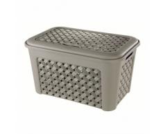 Kreher XL Gartentruhe aus robustem Kunststoff in hochwertiger Geflecht-Optik mit Deckel! Design für Ihr Zuhause (Taupe)