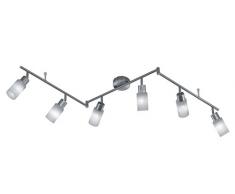 Trio Leuchten LED Strahler Jones 871410607, Metall Nickel matt, Glas weiß gewischt, 6x 4 Watt