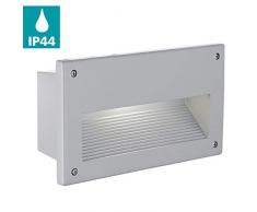EGLO Außen-Einbauleuchte Zimba, 1 flammige Außenleuchte, Wand-Einbaulampe aus Aluguss und Glas, Farbe: Silber, weiß, Fassung: E14, IP44