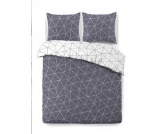Vision Hugo Grey Bettbezug mit 2 Kissenbezügen, Baumwolle, Grau, 200 x 200 cm