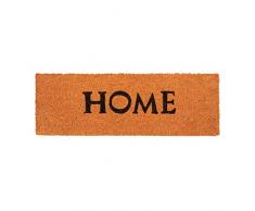 Relaxdays Fußmatte schmal HOME aus Kokos Gummi PVC rutschfest als Fußabtreter als Schmutzfangmatte für Balkon, Terrasse, Flur HBT: ca. 1,5 x 75 x 25 cm, orange