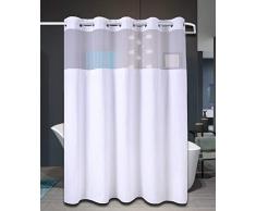 Conbo Mio Hakenloser Duschvorhang mit Einrasteinsatz für Badezimmer Wasserdicht rostfrei mit Premium Magnet Flex On Ringe 71 x 74 White Color B