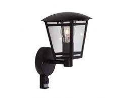 Brilliant Riley Außenwandleuchte stehend mit Bewegungsmelder spritzwassergeschützt schwarz, 1x E27 geeignet für Normallampen bis max. 40W